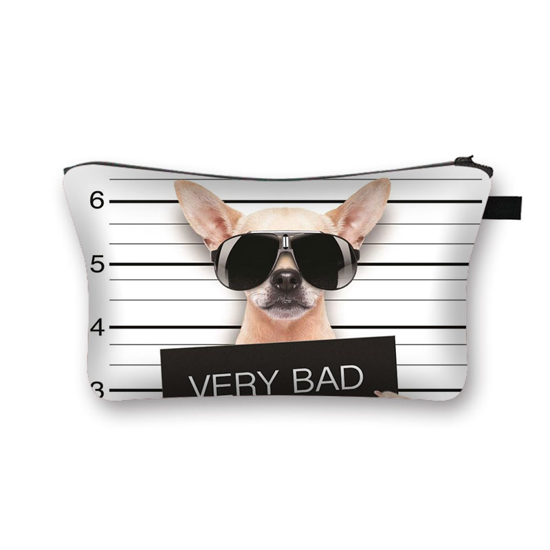 Cute Dog 3D Printed Cosmetic Bags Cute Pug Women Makeup bags Organizer Necessaries for Travelling Cosmetic Cases: shzbbaddog07