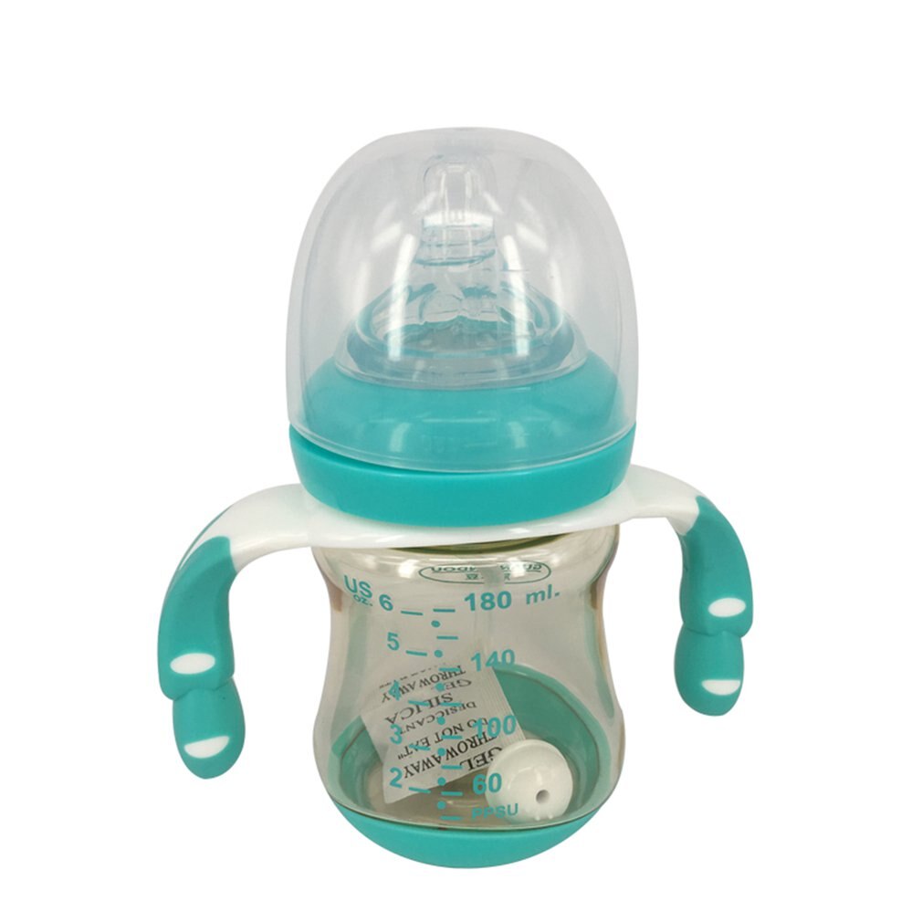 Wide Mouth Baby Bottle With Dust Cover Infant Anti-flatulence Baby Bottle: Green
