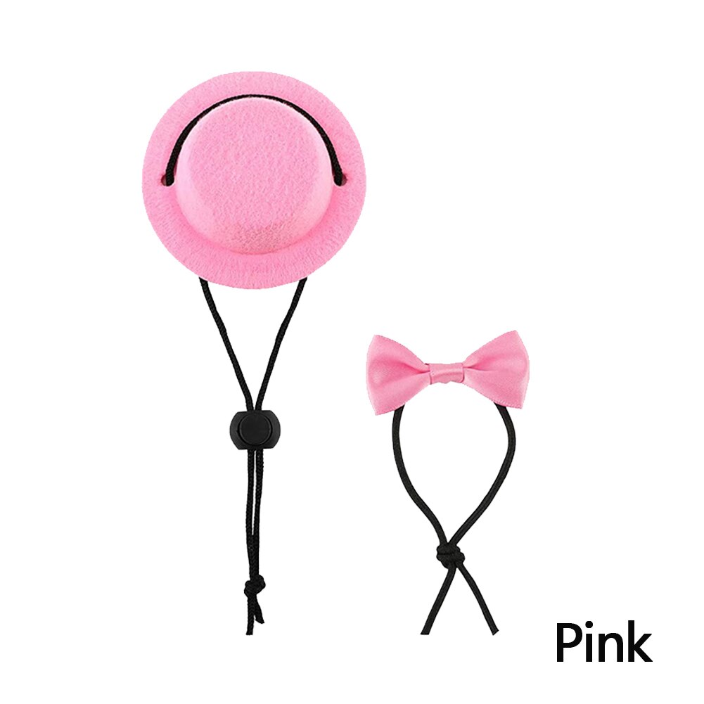 Kleine Dieren Hoeden Konijn Cavia Hamster Totoro Egel Hoed En Strik Top Hoed Pet Feestelijke Funny Cap Hoofd accessoires: Pink-L