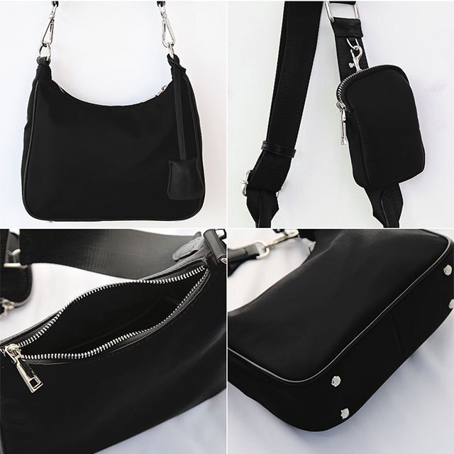 Brede band nylon crossbody messenger bag ketting hobo tassen dames schoudertas effen kleur oksel tassen