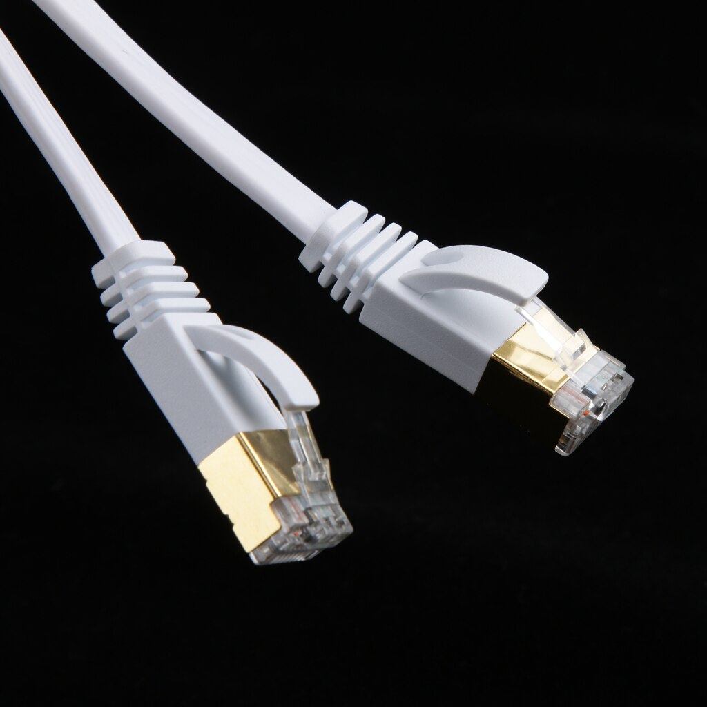 1M Wit 10Gbps Cat7 RJ45 Ethernet Flat Patch Netwerk Lan Afgeschermde Kabel Snelheden Tot 10Gbps over 100 M Run Van Kabel