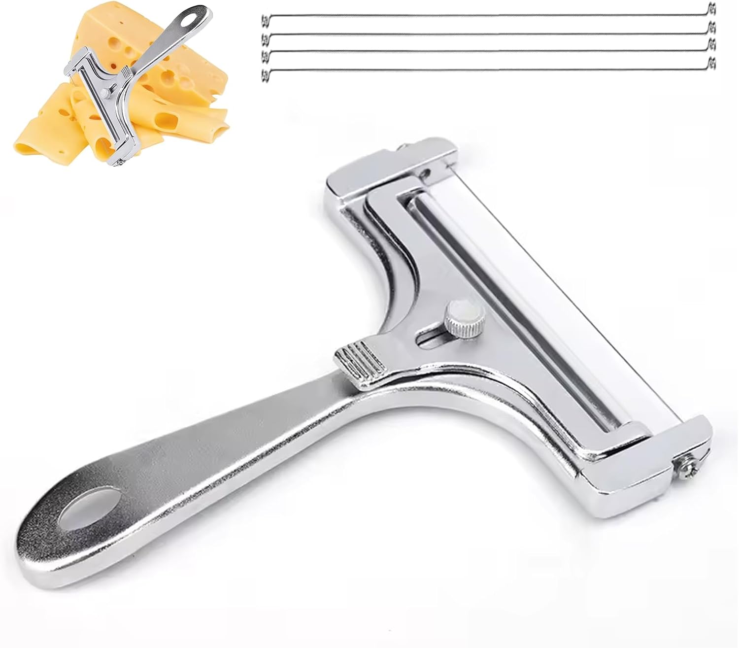 Cortador de queso ajustable de alambre de acero inoxidable, 2 uds., viene con 8 cables, perfecto para Cheddar, Mozzarella y Gruyere