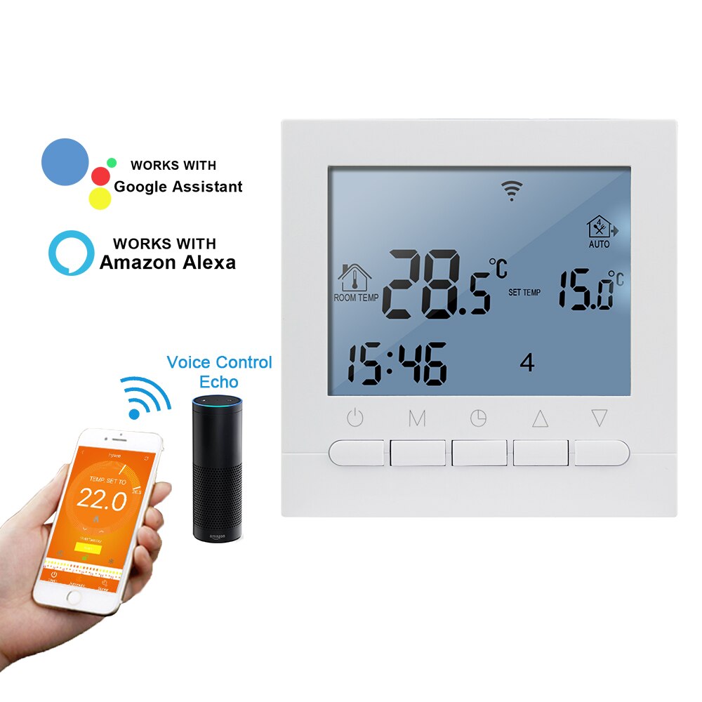 Wifi lattialämmitys termostaatti lämpötilansäädin säädin 220v 16a/3a lcd kosketusnäyttö ohjelmoitava sininen taustavalo sähköinen