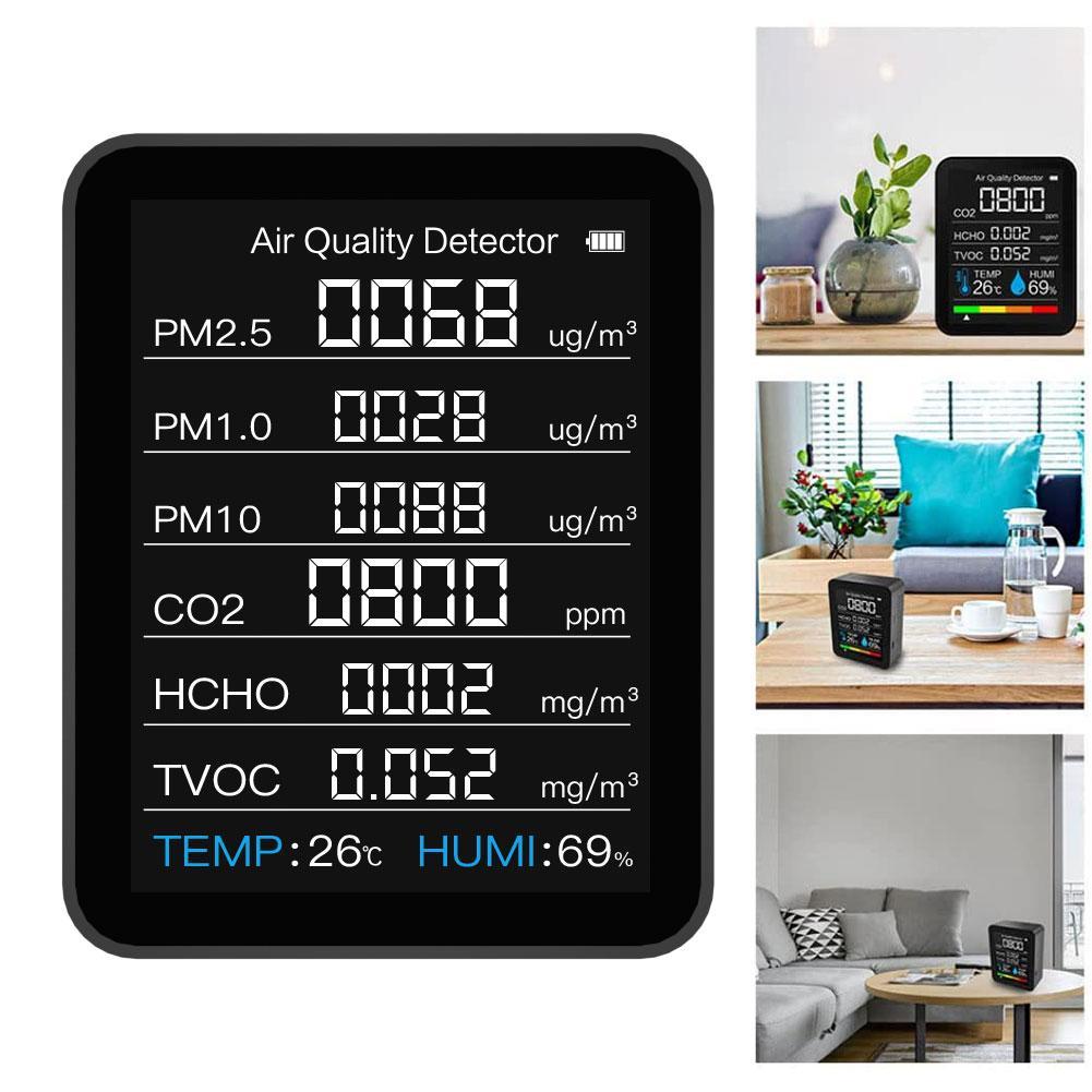 8 In 1 CO2 Meter Air Inspection Thermohygrometer Intelligent Gas Analyzer Digital Air Pollution Monitor