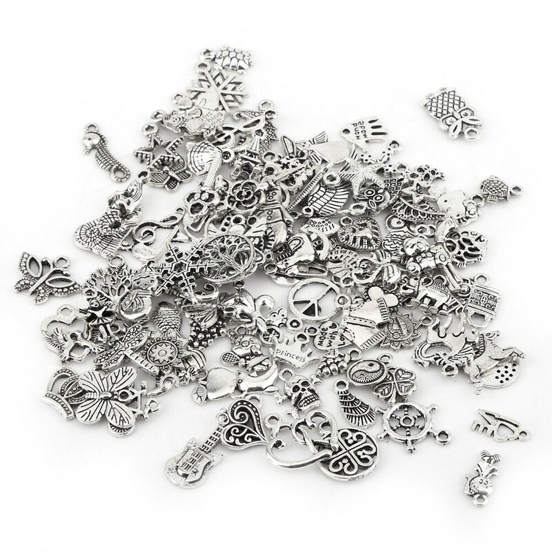 100pcs/lot Mixed Tibtan Silver Charms Pendants for DIY Jewelry Making: Default Title