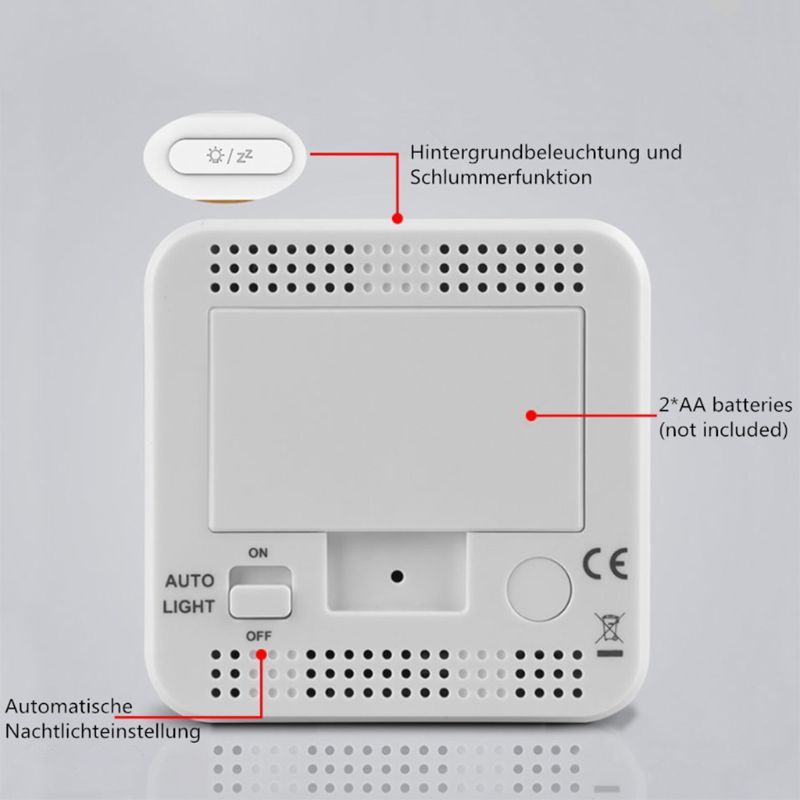DCF Radio Controlled Digital Dual Alarm Clock Thermometer Hygrometer Automatic Backlight Table Alarm Clock
