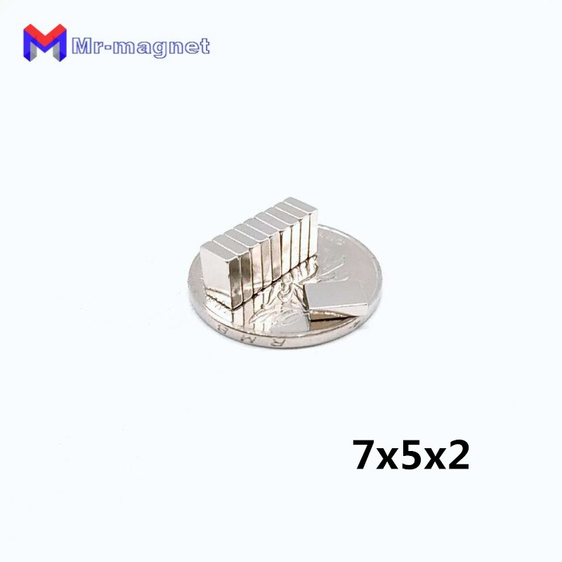 200Pcs 7X5X2Mm Super Krachtige Kleine Magneet Blok Permanente N35 Sterke Cuboid Magnetische Magneten 7mm * 5Mm * 2Mm