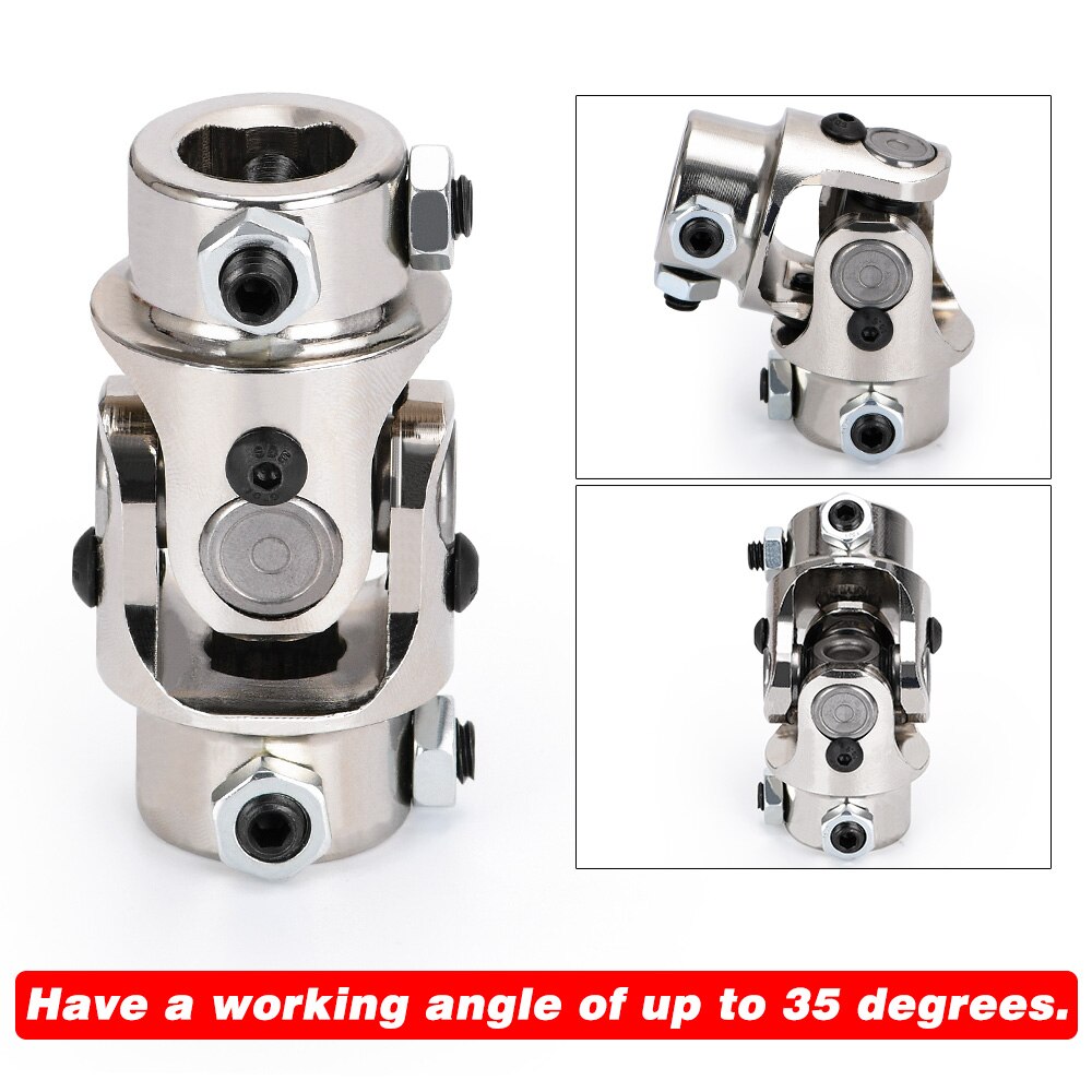 HYPERTUNE - 3/4&quot; DD x 3/4&quot; DD Nickel Plating Single Steering Shaft Universal U Joint Total Length 83mm (3-1/4&quot;) HT-SJS01