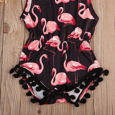 Mameluco de flamenco, conjunto de ropa de verano para 2 Uds., ropa de verano para bebé con diadema, Body para bebé, traje para niñas recién nacidas sin mangas