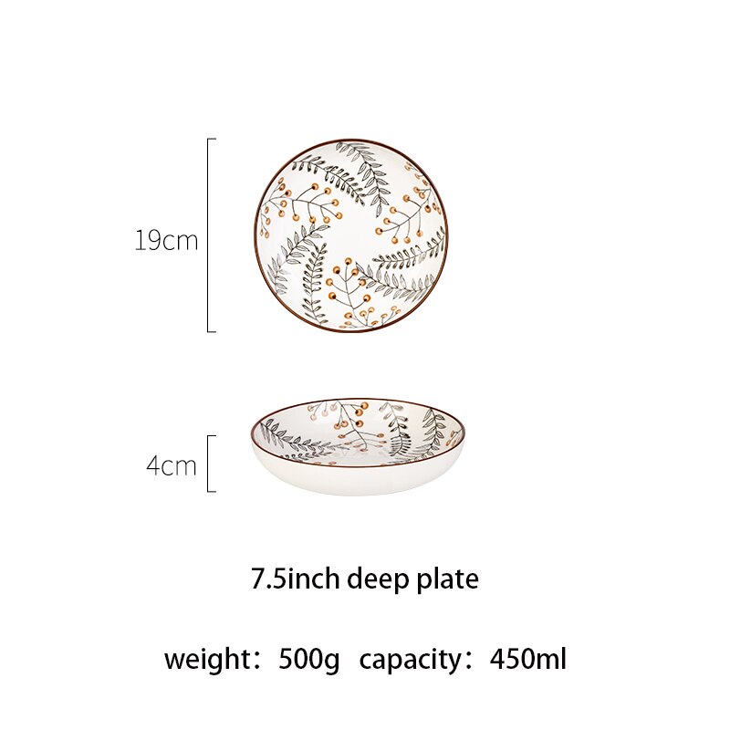 Mdzfsweethome folha veia pintados à mão placa sobremesa macarrão bife salada louça placas de cozimento lasanha pan resistente ao calor