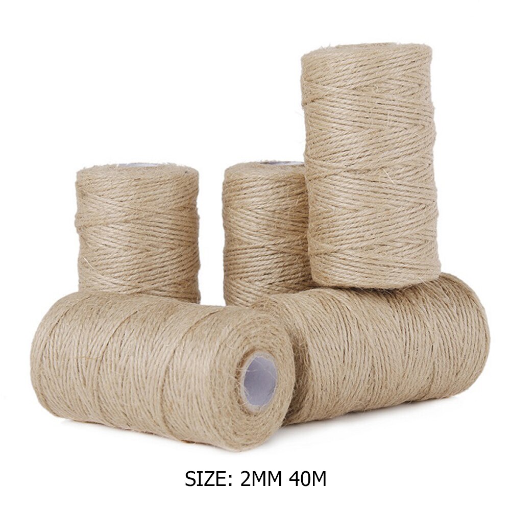 40m Natural Burlap Hessian Jute Twine Cord Hemp Rope Packing Strings Box Wrapping Cords Thread
