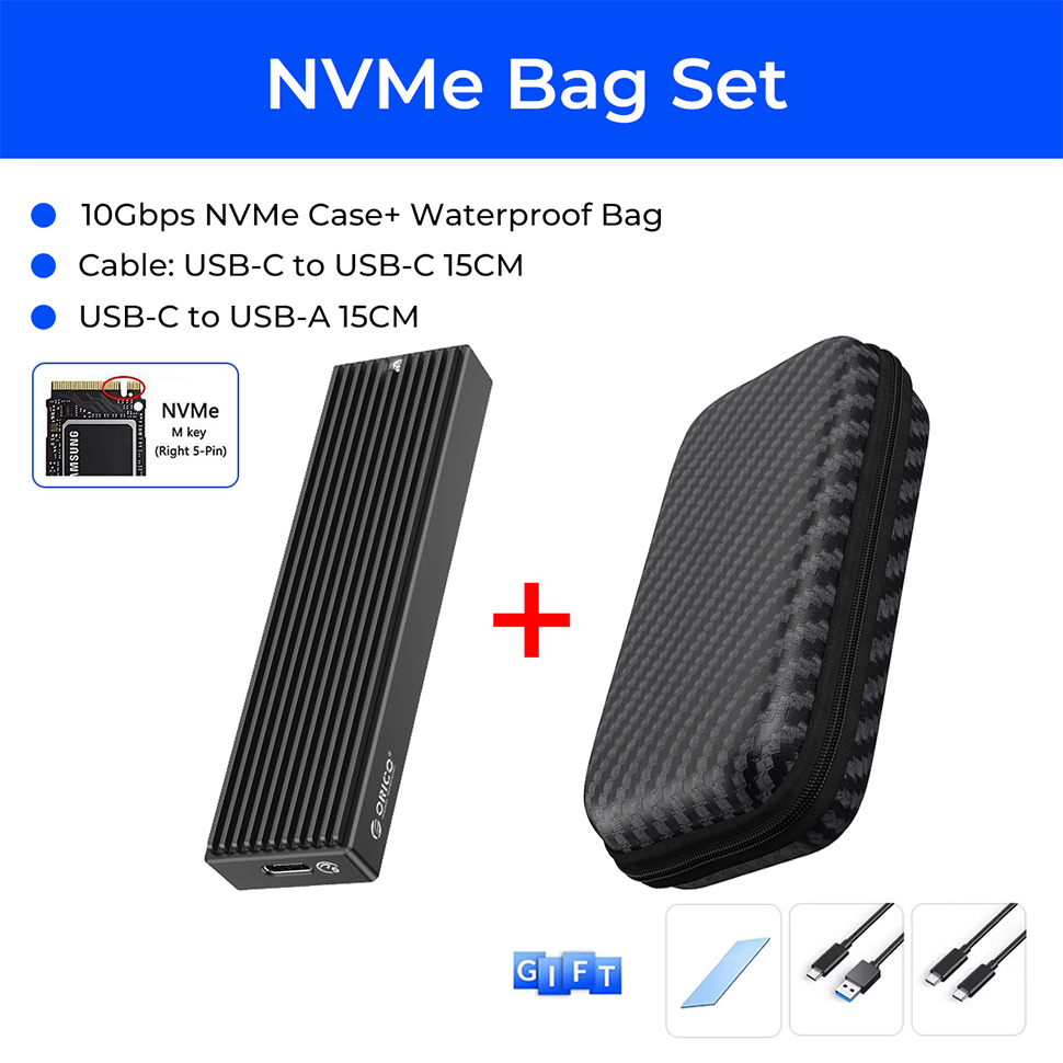 ORICO M.2 SATA NVMe Enclosure 10Gbps Zewnętrzna obudowa SSD typu C USB A 3.2 Gen 2 Pokrywa dysku twardego M2 2230 Storage Box House: Ciemnoszary