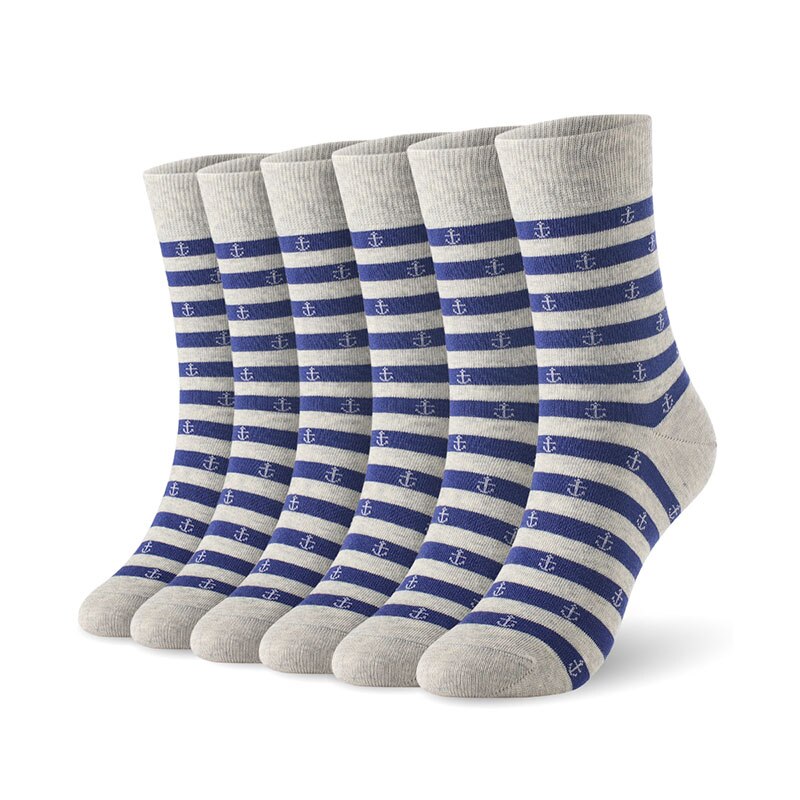 Katoen mannen sokken ontdaan anker man zachte sokken 6 paren/partij K SIZE 7-11 EUR MAAT 40-46 1001 VKMONY: Gray6