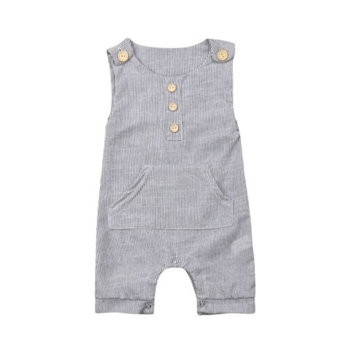 Baby Girl Boy Romper Striped Sleeveless Newborn Jumpsuit Pocket Overall Romper Jumpsuit Playsuit Baby One Piece Clothes Outfit