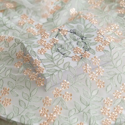 1Meter 135Cm Mesh Kant Borduurwerk Blad Bloem Patroon Borduren Stof Diy Vrouwen Rok Jurk Kleding Stof