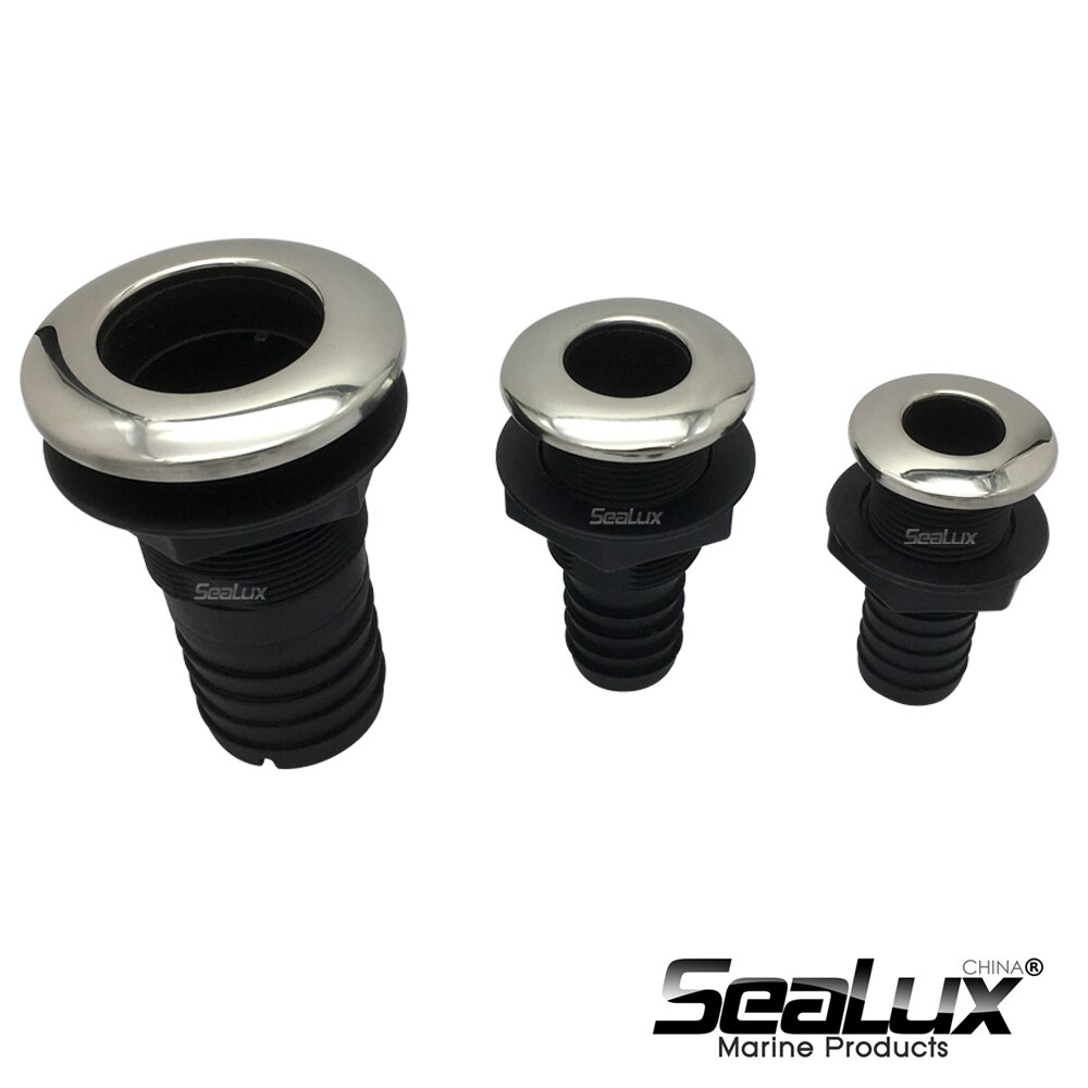 Sealux Straight Thru Hull with Stainless Steel 316 Cover with or without Flapper Nylon Plastic for Yacht Boat Marine