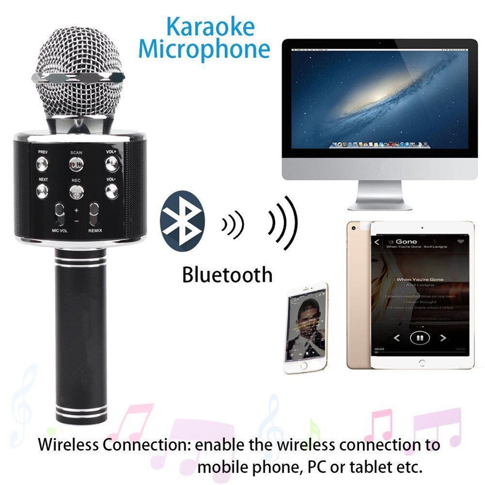 wireless microphone WS858 condenser karaoke mic bluetooth stand radio mikrofon studio recording studio WS 858