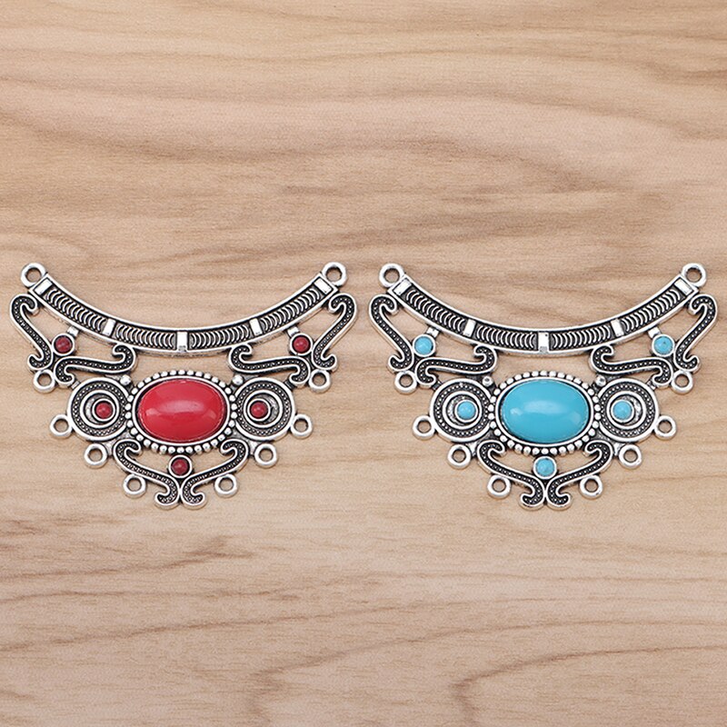 Lustre grande e boho de 2 peças, pingentes para colar, confecção de joias: Red and Blue