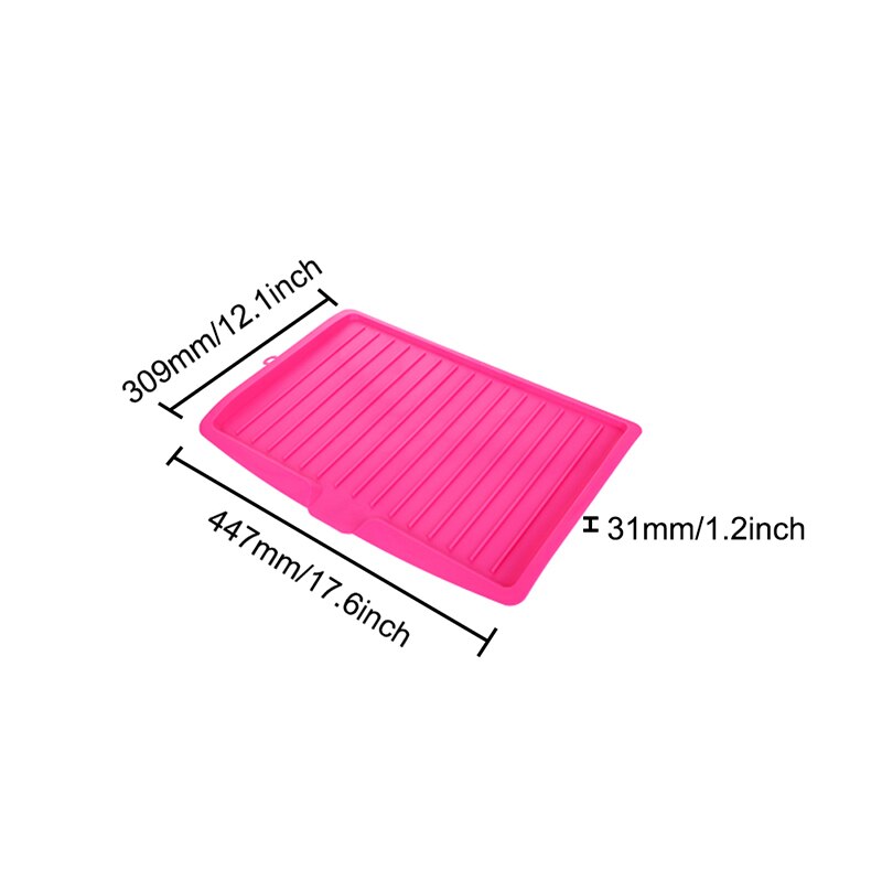 Kitchen Drain Rack Silicone Dish Drainer Tray Large Sink Drying Rack Worktop Organizer Drying Rack For Dishes Tableware: A pink