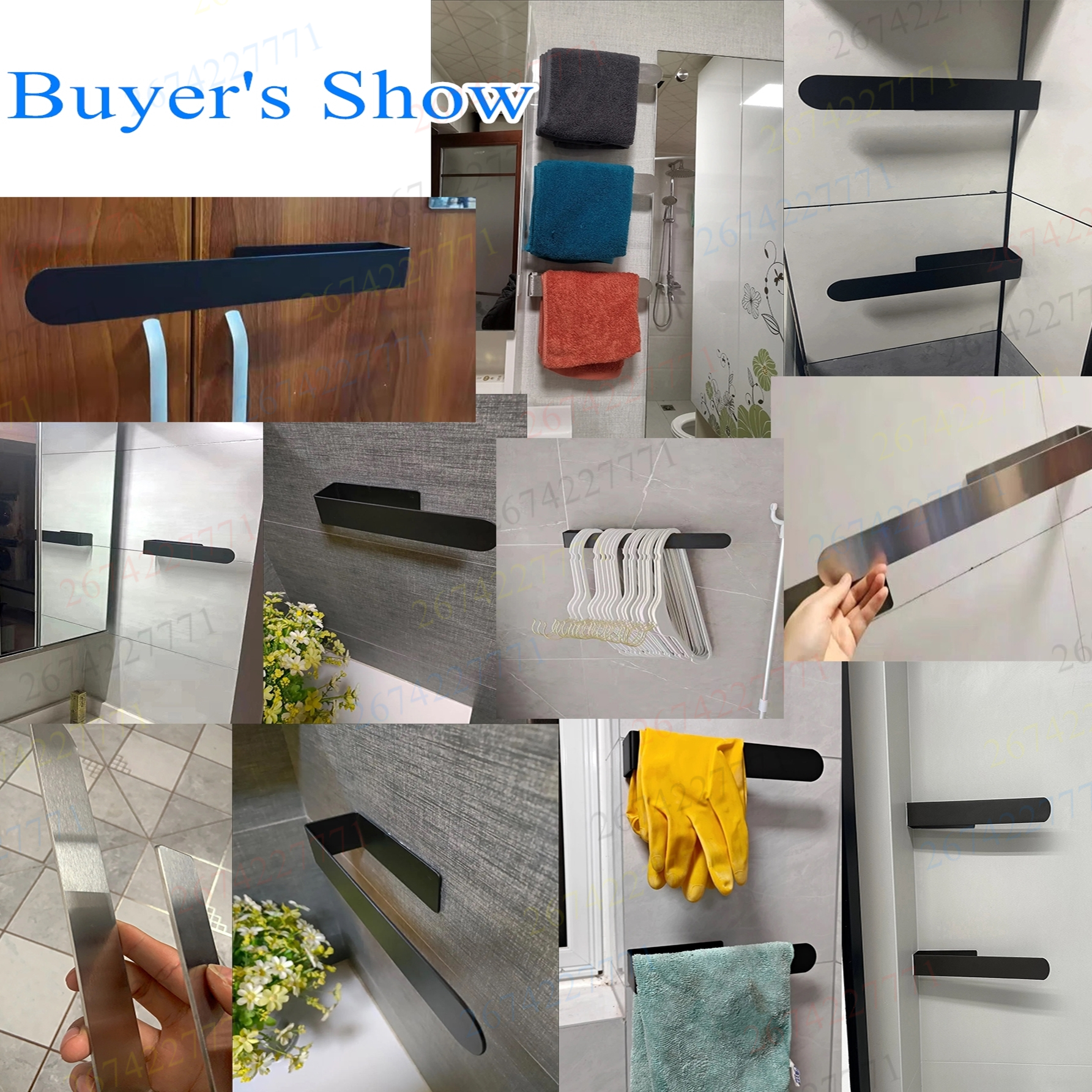 Toallero autoadhesivo, soporte para toallas de baño, estante de acero inoxidable para colgar toallas, soporte para paños de cocina, accesorios de baño, 1 ud.