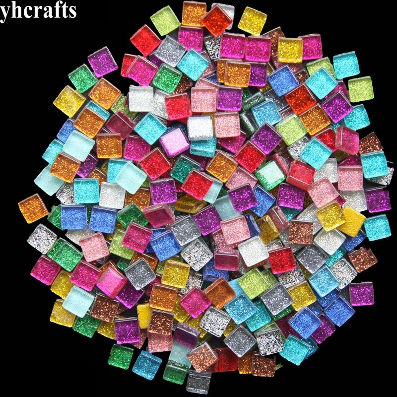 Cuentas de mosaico con purpurina para adultos, mosaico artístico de mármol, material artesanal hecho a mano, hobby, DIY, OEM, 1cm, 1000 Uds./1000g/LotMix