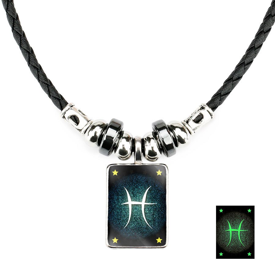 Dodici Costellazione Collana di Cristallo Uomini Ossidiana Acquario Pesci Scorpione Sagittario Capricorno Pendente della Collana di Perline per il ragazzo: Pisces 12