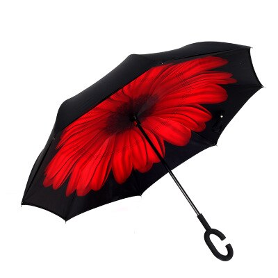 Reverse Umbrellas Folding Double Layer Inverted C Hand Holder Stand Sun Rain Windproof Rolling Over Umbrella For Women