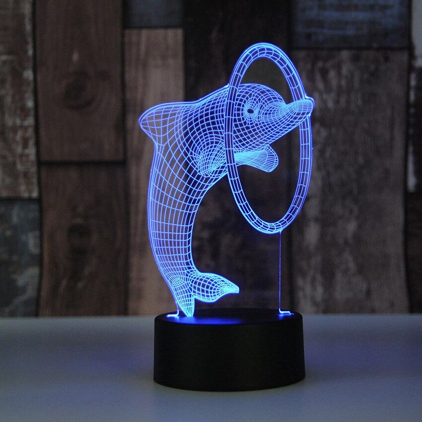 Touch Control 3D LED Night Light Fashion Dolphin Pattern 7 cambia colore lampada da tavolo a LED regalo di natale per bambini decorazione domestica natale