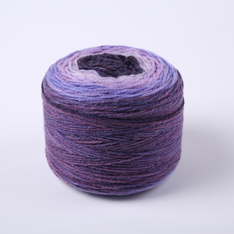190g flerfarvet linned gradient håndstrikket farvet garn regnbuesweater sjal tørklæde hæklet tråd farve sofa garn bold: 6