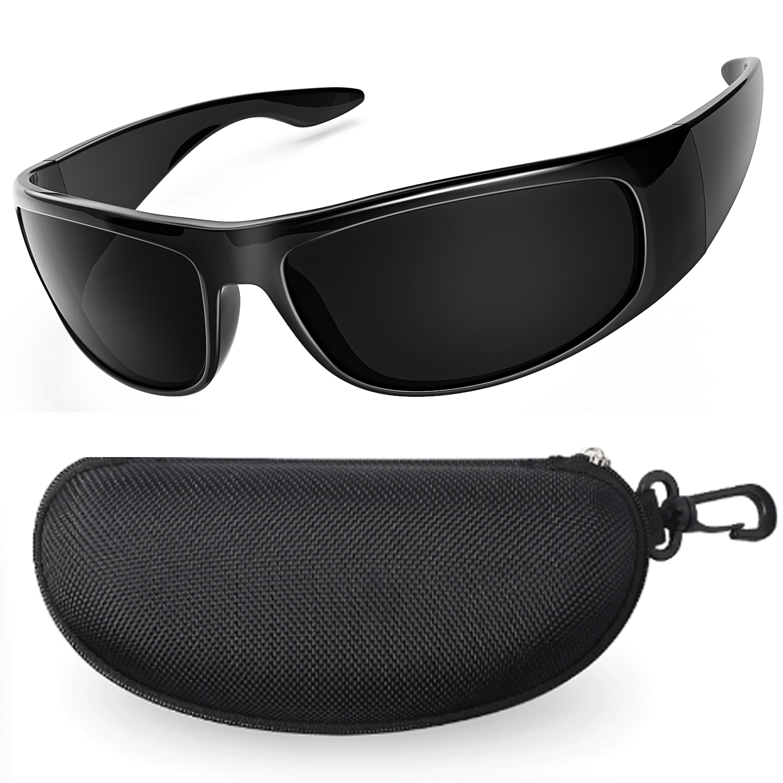 JULI Dark Sunglasses for Men Wrap Around Sunglasses for Big Heads Men UV400 Protection glasses W8005: Default Title