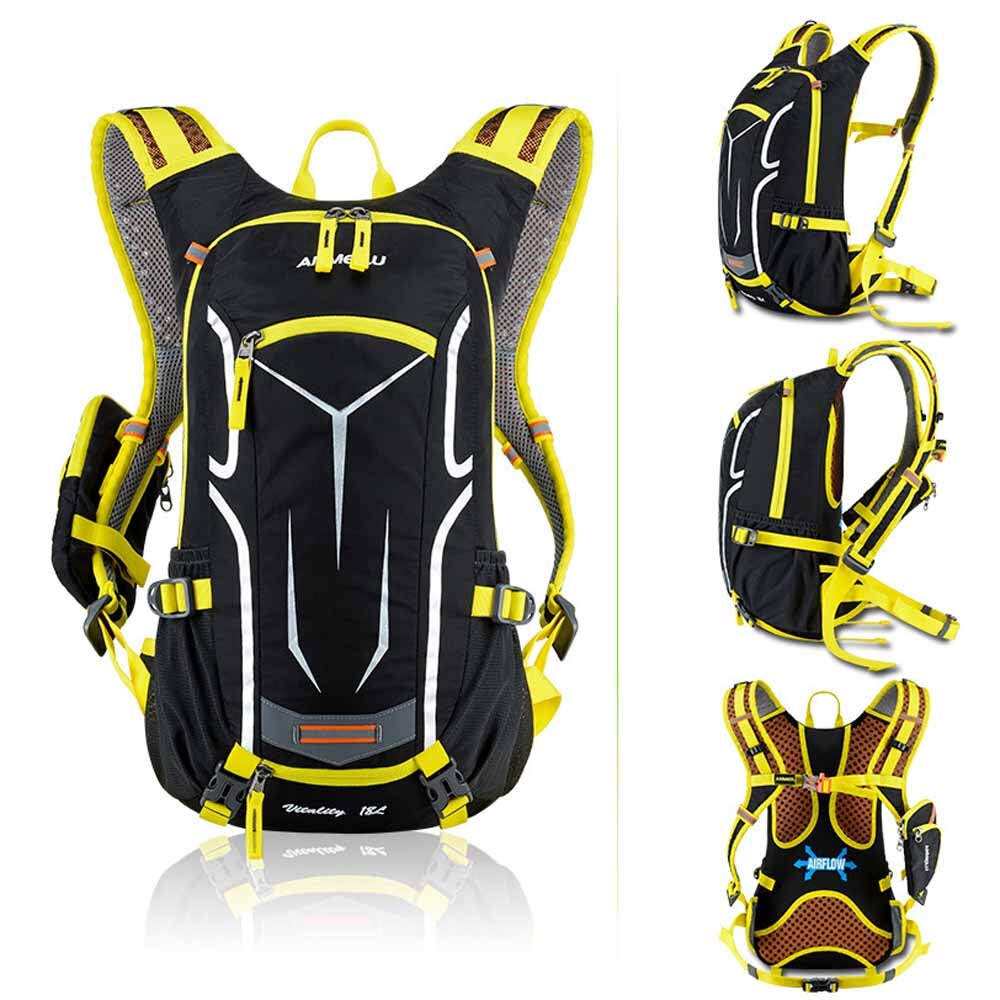 ANMEILU 18L Klettern Rucksack Radfahren Rucksack Männer Frauen draussen Sport Tasche Wasserdichte Camping Wandern Rucksack mit Regen Abdeckung: Gelb