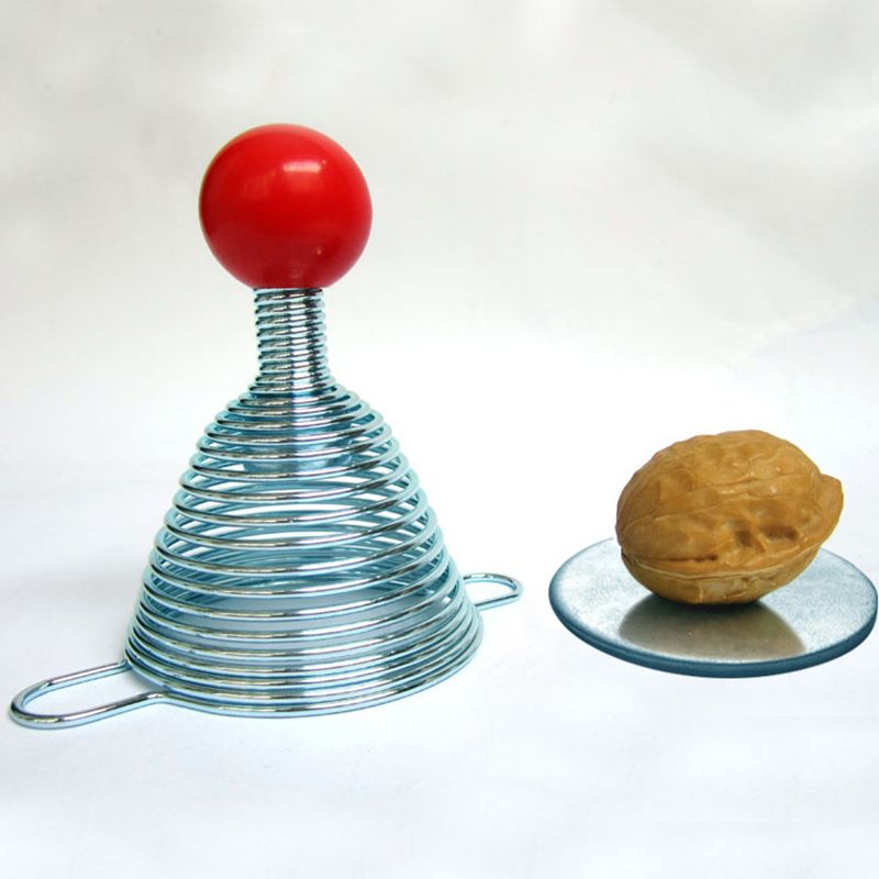 1PC schiaccianoci a molla manufatto in noce aperto a spirale in acciaio inossidabile con supporto per accessori per la casa in noce professionale