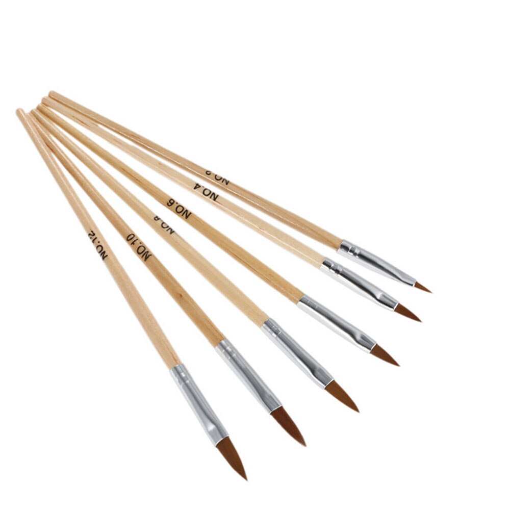 1pc Kolinsky Sable Acrylic Nail Art Brush No. 2/4/6/8/10/12 UV Gel Carving Pen Brushes Liquid Powder DIY Beauty Nail Drawing