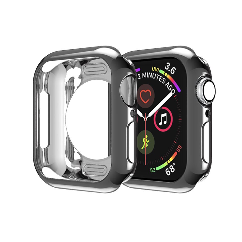 Coque fine en Silicone pour Apple Watch, protecteur d'écran, pour Apple Watch série 6 5 4 3 2 1, 42mm 38m 40mm 44mm, pour iWatch se/6: Black / series 123 42MM