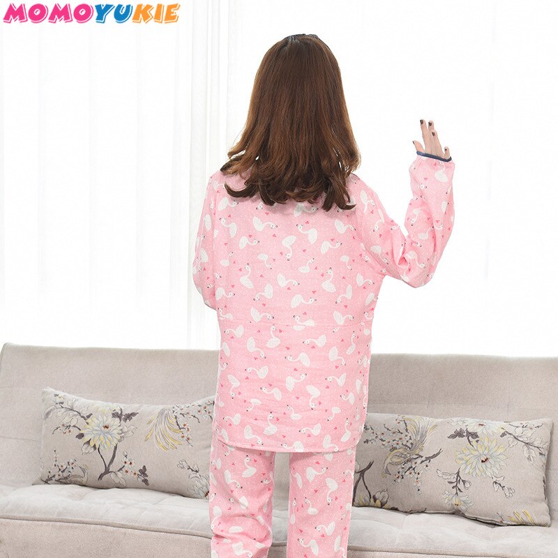 Schwangerschaft Mutterschaft Pyjama 2 teile/sätze Nachtwäsche Pflege Kleidung Baumwolle Schwangere Fütterung Nachthemd Mutterschaft Pflege Spitzen + Schlauch