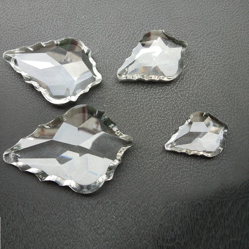 10 Stks/partij 38/50/63/76Mm Machine Slijpen Clear Kroonluchter Kristallen Glas Bruiloft Decoratie Guirlande Maple blad Hanger Crystal