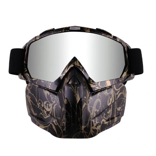Vinter motorsykkel snøscooter hjelm beskyttelsesbriller maske beskyttelsesbriller motocross vindtette briller motorsykkel rideutstyr: Svart gylden