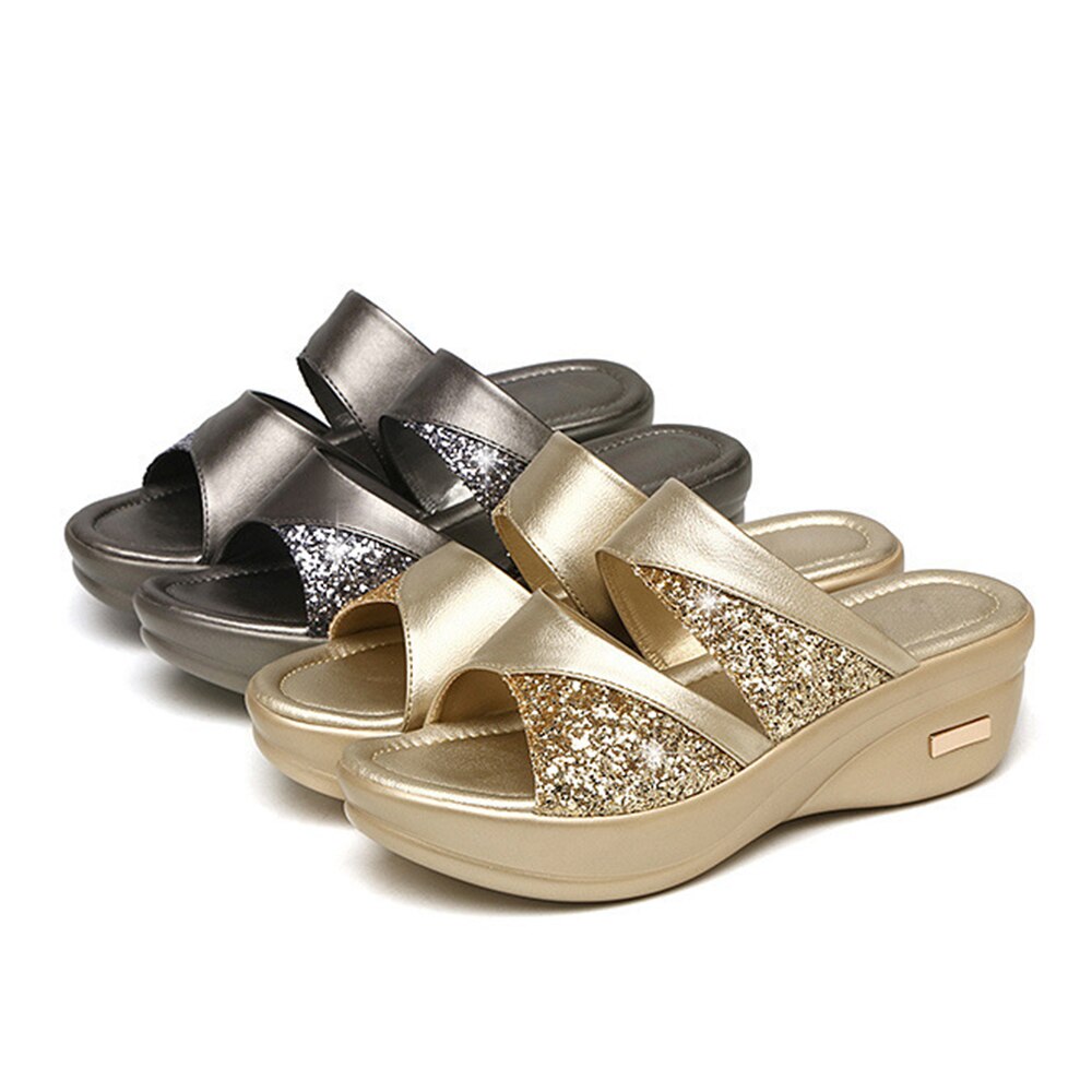 Women Bling High Heel Pumps Ladies Platform Sandals Slipper Peep Toe Mules Wedges Slides Wedding Shoes Zapatos De Mujer