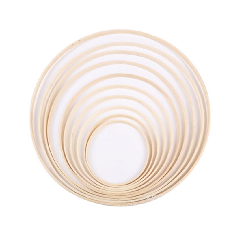 Aro de madera bordado para manualidades, punto de cruz, corona, atrapasueños, anillo circular de bambú, conjunto de decoración de boda, Material de 10-29cm de diámetro