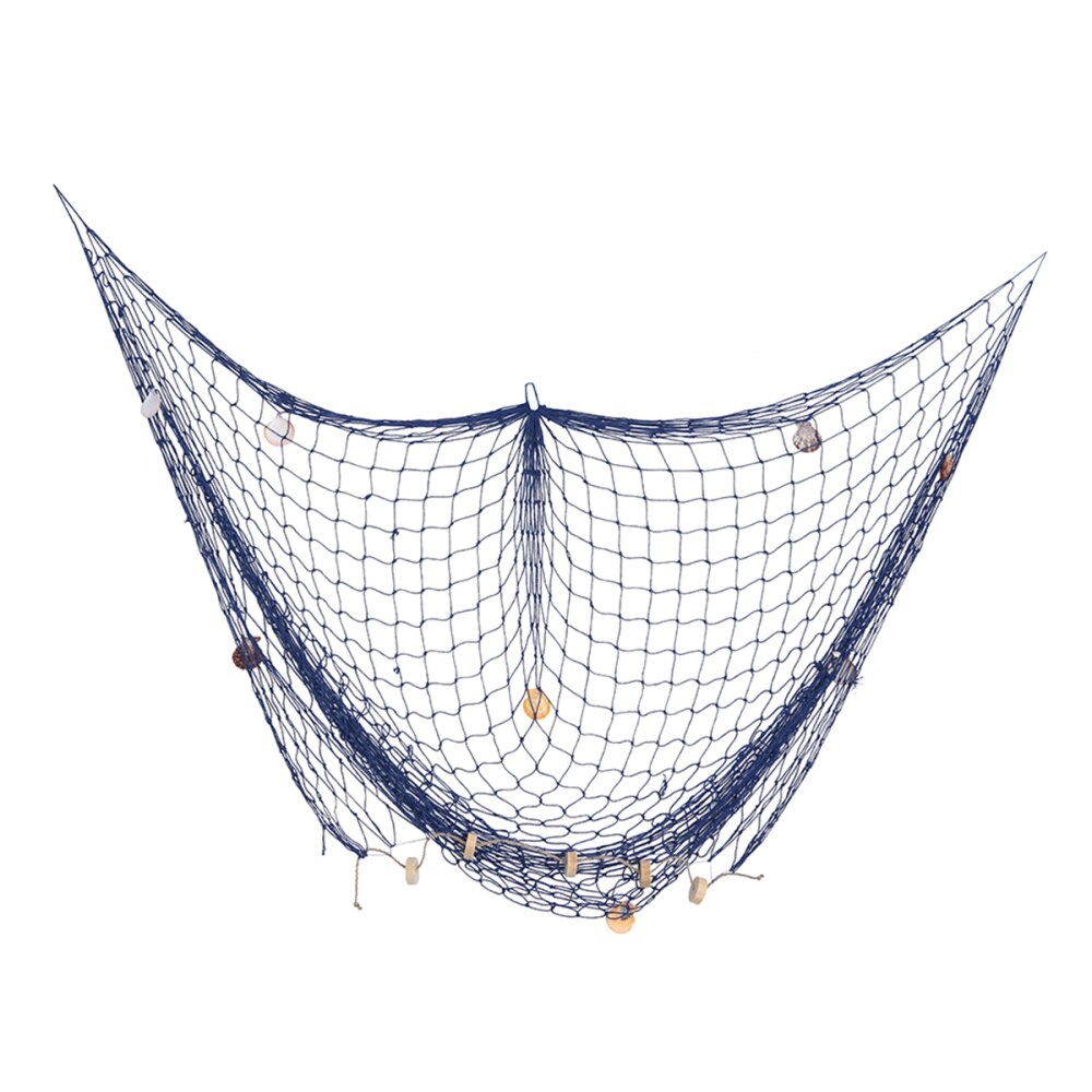 100*200cm Mediterranean Style Decorative Fish Netting Marine Fishing Net Wall Decoration Photographing Background: Blue