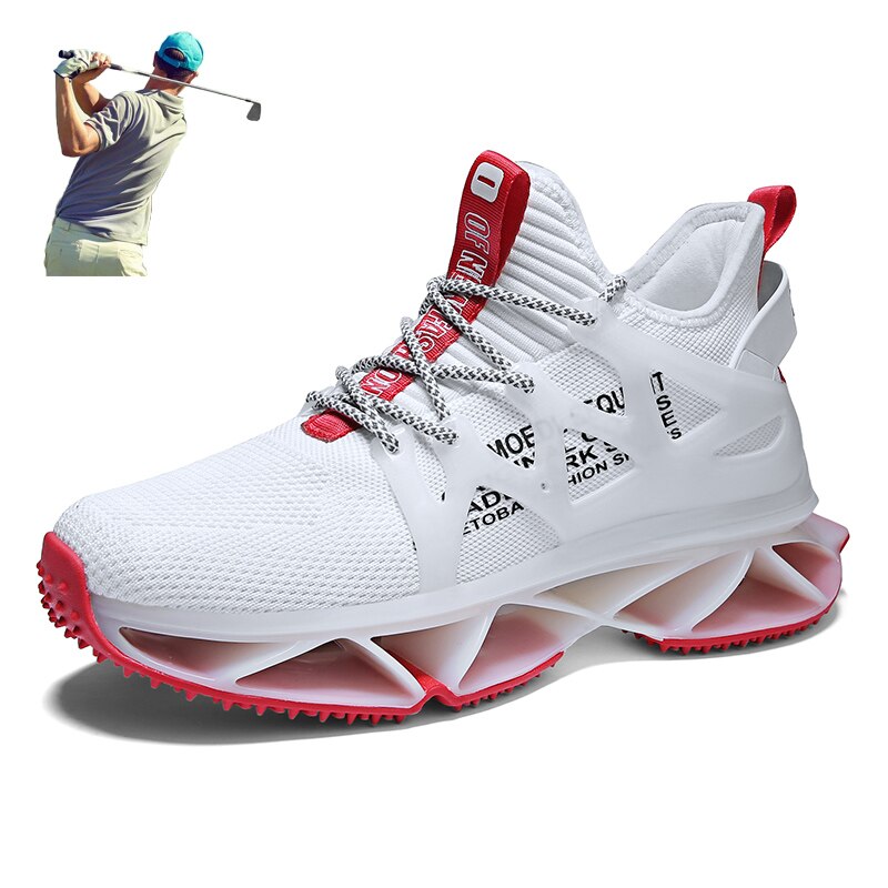 Men&#39;s Golf Sport Training Shoes Breathable Mesh Jogging Golfer Spikes Sneakers Lace-up Athletic Training Sport Shoes Golf