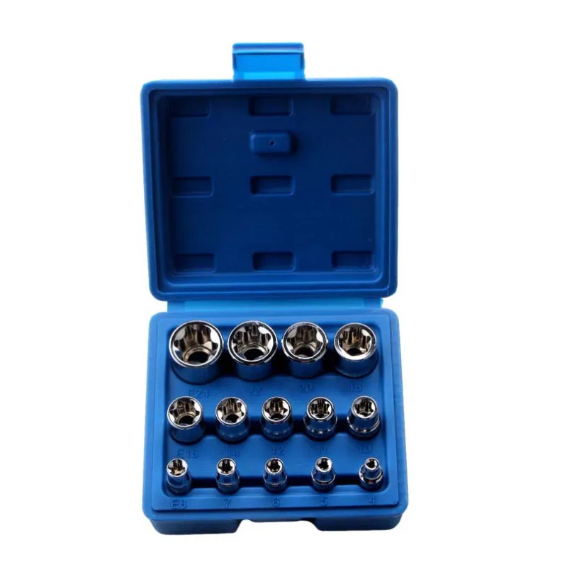 4/5/14PCS Female E Star Torx Socket Set E4-E24 E-Torx External Hex Socket Insert Nut: Light Grey