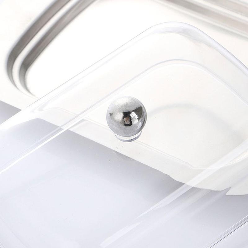 Restaurant Stainless Steel Butter Pan With Lid Cheese Tray Kitchen Keeper Storage Tableware Container Box Dish S1D8