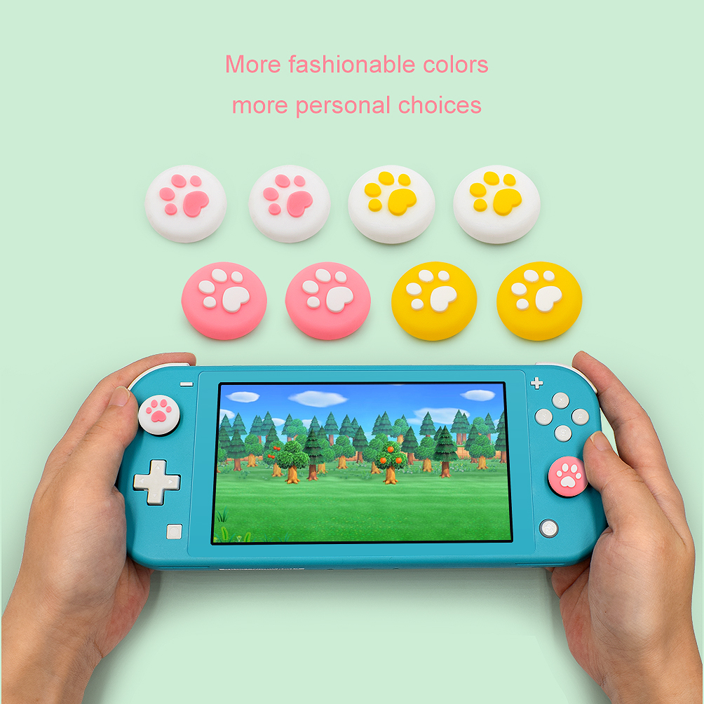 For Nintendo Switch Lite Joystick Cases Cat Paw Thumb Grip Button Cover Animal Crossing Nintend Switch Replacement Shell Pink