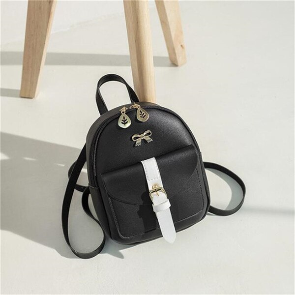 Yogodlns Doppel Verwenden Rucksack jugendlich Mädchen Schulter Taschen Bogen dekore Rucksack Süssigkeit Farbe Daypack Kleine Geldbörse Tasche: schwarz