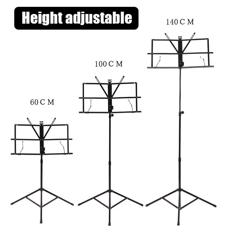 Music Sheet Tripod Stand Stainless Steel Music Stand Holder Height Adjustable with Carry Bag for Musical Instrument