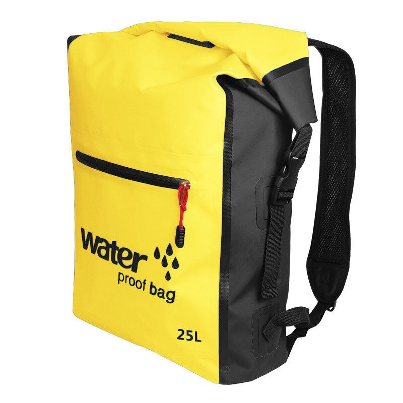 25l vandtæt svømmetaske udendørs rygsæk spand tør sæk opbevaringspose rafting sports rejsetaske: Gul