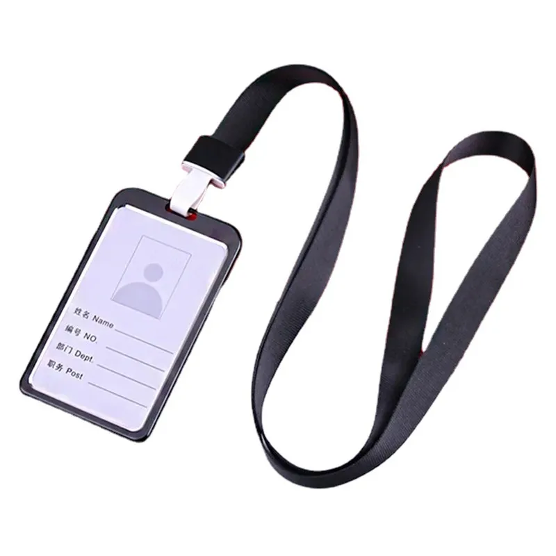 Metal Working Permit Case Badge Holder Exhibition Name ID Card Holder Card Cover Lanyard Staff Work Pass Card Sleeve Neck Strap: Dark purple