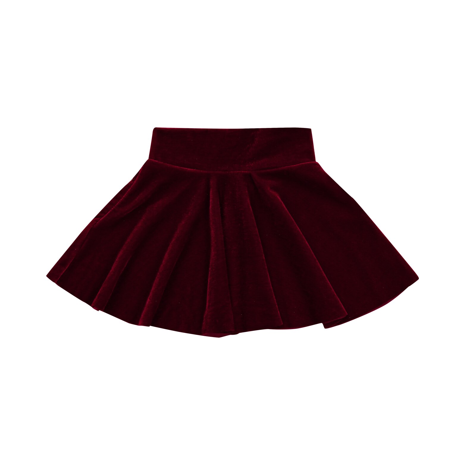 Peuter Infant Baby Meisjes Fluwelen Geplooide Rok Effen Kleur Hoge Taille A-lijn Prinses Mini Rok Lente Herfst Mode Kleding: Wine red / 12m