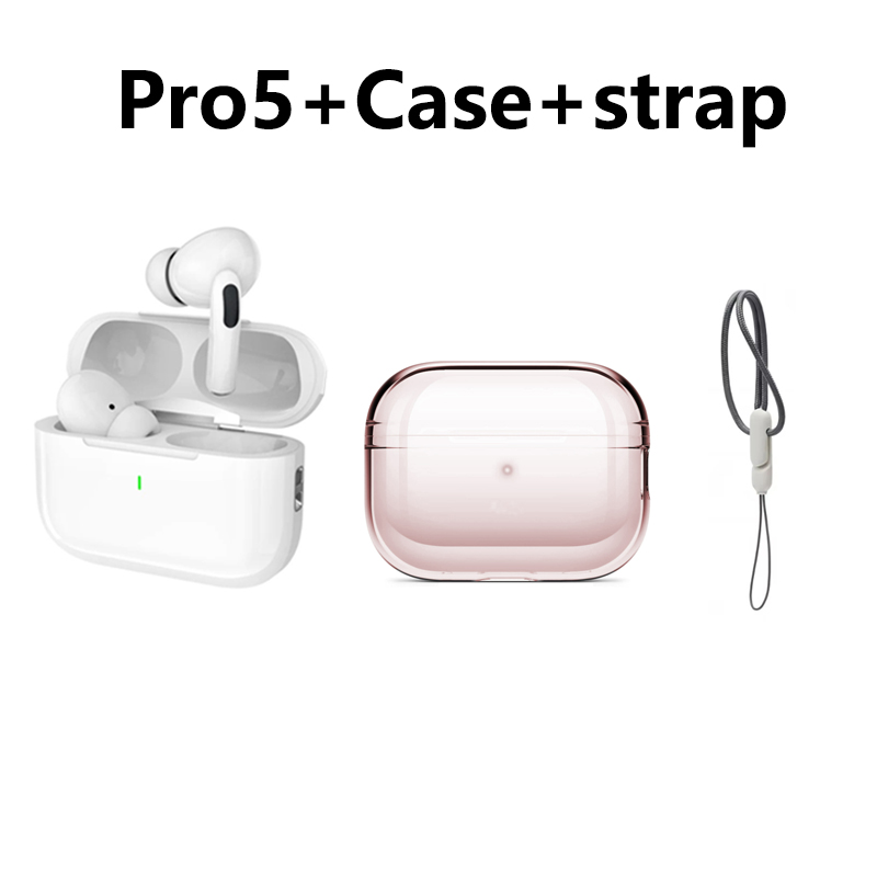 Originale pro 5 tws max trådløse bluetooth-øretelefoner med etui ørepropper støydempende headset for iphone og android-hodetelefoner: Hvit